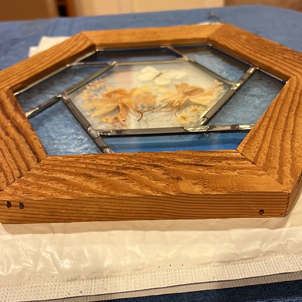 Tiffany Style Wood Framed Stained Glass - Picture 4 of 8
